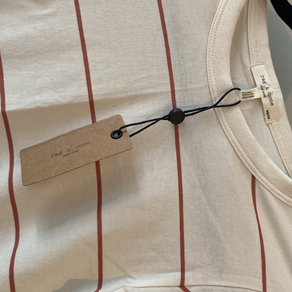NWT rag & bone The Stripe Organic Cotton T-Shirt in Rust - Picture 4 of 13